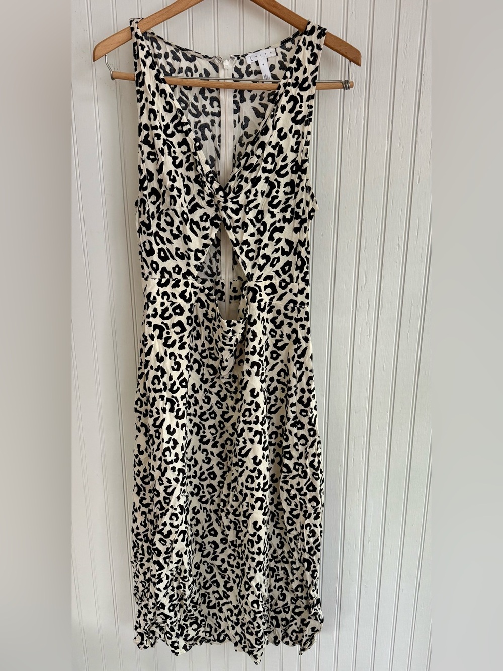Leith Cream & Black Leopard Print Cutout Dress Size M